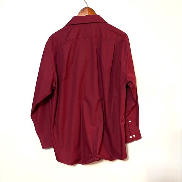 Croft & Barrow Mens Long Sleeve Button-Up Shirt L 16 1/2-17 32/33 Red Cotton Ble - Picture 5 of 7